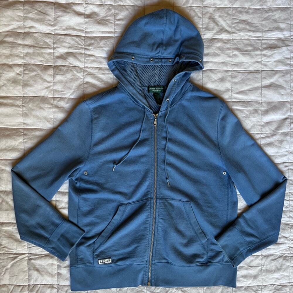 Lauren Jeans Co Blue LRL-67 Zip-Up Jacket Beachy Coastal Preppy Y2K- Medium P